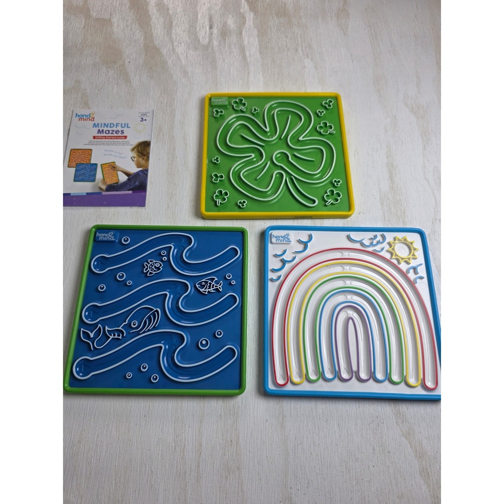 Hand2mind Mindful Mazes Sensory Breathing Boards Set with Guide Kids Mindfulness